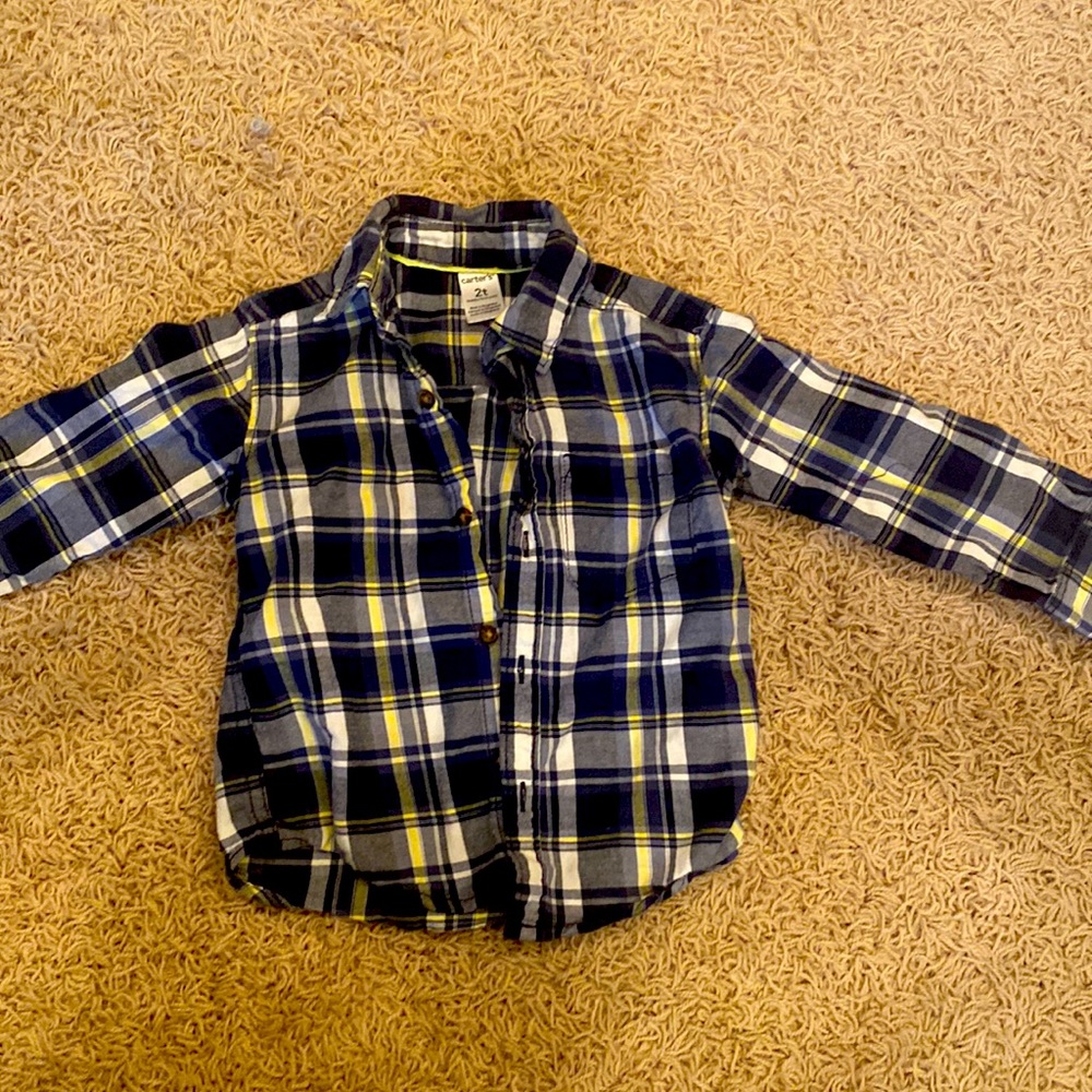 CARTERS 2T Buttoned Collared Plaid Shirt